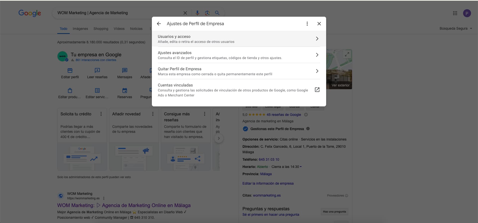 Cómo dar acceso a la ficha de google - Paso 2